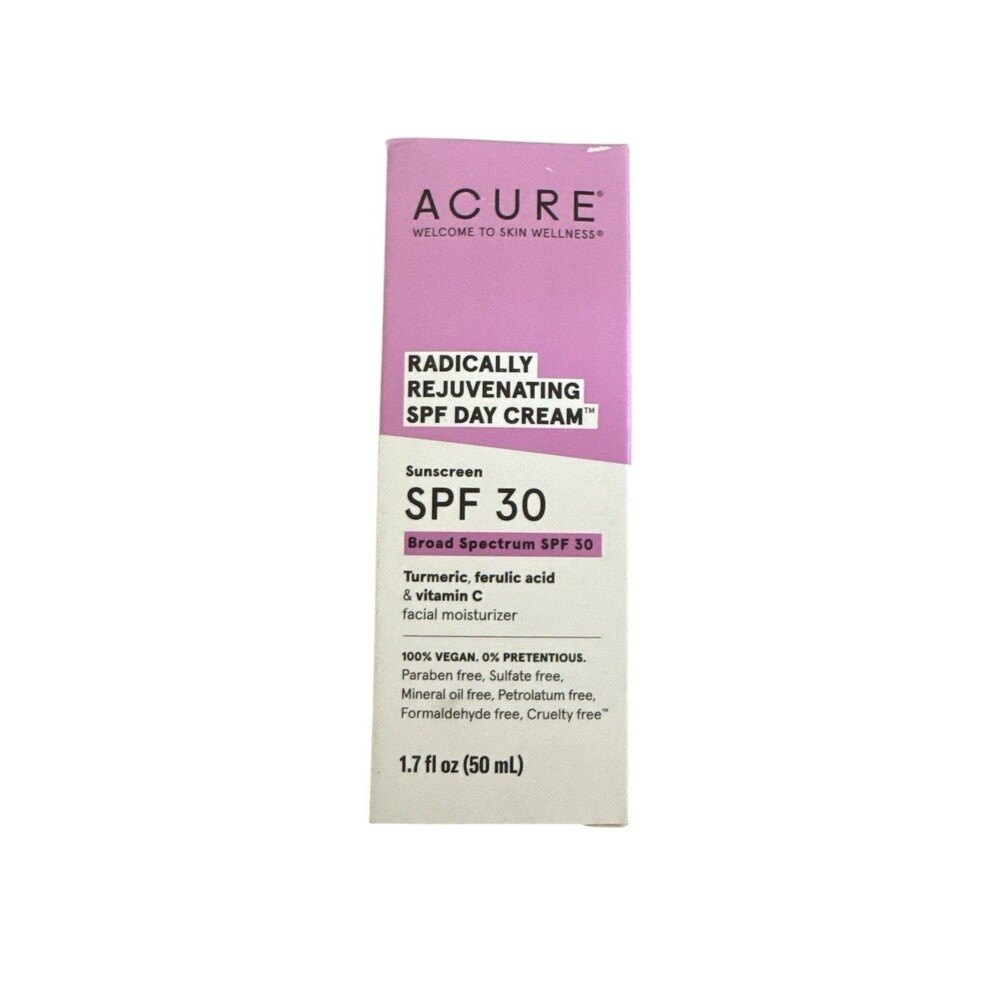 Acure Radically Rejuvenating SPF Day Cream SPF 30 1.7 Fl Oz New